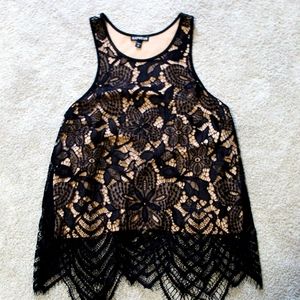 Black and tan razor back lace top size medium
